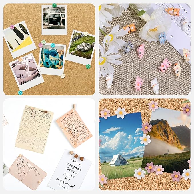 72-Piece Decorative Push Pins with Storage Box, Cute Assorted Cat, Flower & Heart Thumb Tacks for Bulletin Boards, Cork Boards, Cubicle Décor, Home & Office