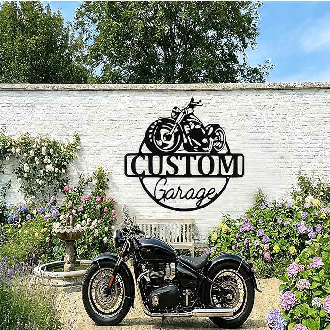 Custom Motorcycle Metal Signs Personalized Biker Name Sign Custom Garage Decor Motorbikes Wall Art Decor Motorcycle Sign Men Room Decorate Gifts for Men Husband Rider