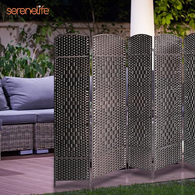 8 Panel Folding Privacy Screen 12ft Wide, 6ft Tall Partition Room Divider Portable Office Walls Dividers, Black