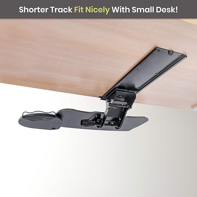 FERSGO Under Desk Keyboard Tray, 27" x 11" Tray, 17.75" Track, One Knob Control, Undermount Sliding Computer Keyboard with Wrist Rest, Adjustable Height and ±15° Tilt