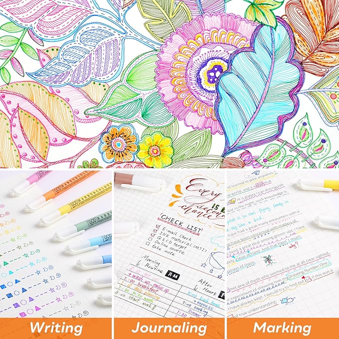 HANKU 0.38mm Fine Point Pen,16 Pack Colored Fineliner Bible Pens No Bleed Through,Extra Fine Tip Marker Pens for Bullet Journaling,Planner,Coloring,Bible Study Back to School Office Supplies