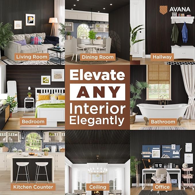 Avana Modern Acoustic Wood Wall Panels – 94.4 x 12.6 Inch Smoke Oak Acoustic Panels 1 PC – Wall Panels For Interior Wall Decor For Homes, Offices, Studios – Sturdy & Durable Wood Panels For Wall