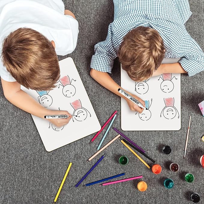 30 Pack Small White Boards, 9"x12" Double Sided Personal Dry Erase Boards Portable Handheld Whiteboards for Kids, Students, Teacher School, Include 30 Markers, 30 Erasers, 30 Pen Clips