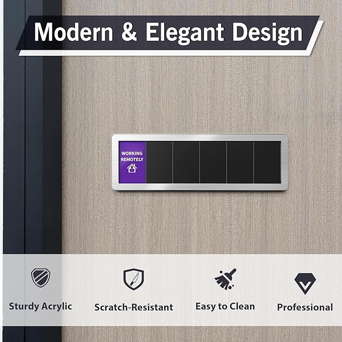 Office Door Signs-Meeting in Progress Door Sign with 6 Options, Do Not Disturb, In a Meeting, Out of Office, Please Knock, Working from Home, Back Soon, Business Privacy Sign Shows the Status of the Person Inside the Room