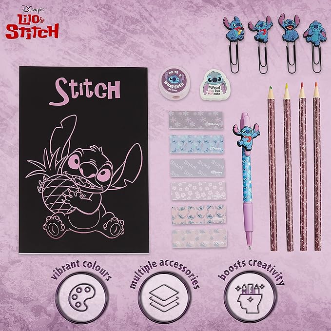 Disney Stitch Stationery Supplies Set Notebook Pencil Case & Ballpoint Pens or Notepad Coloring Pencils & Accessories for Home or Office