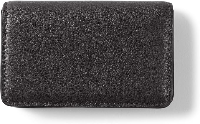 Leatherology Black Onyx Business Card Case, Magnetic Closure ID Holder, Full Grain Leather