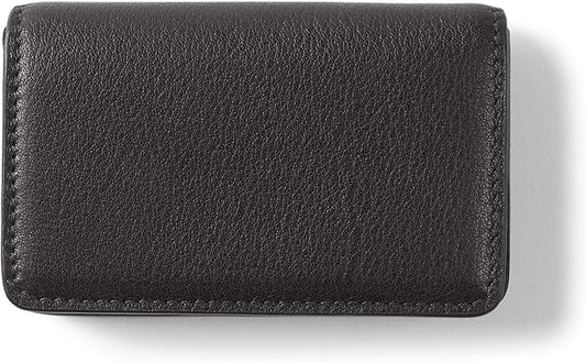 Leatherology Black Onyx Business Card Case, Magnetic Closure ID Holder, Full Grain Leather