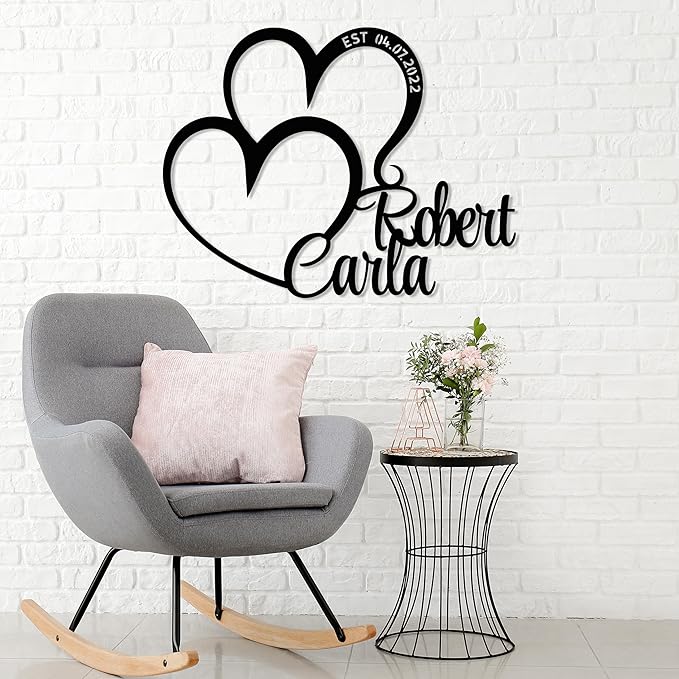 Personalized Valentines Metal Wall Sign, Custom Infinity Heart Love Couple Name Sign, Valentine's Wedding Gifts for Couples, Metal Engagement Sign, Home Decoration, Gift for Anniversary
