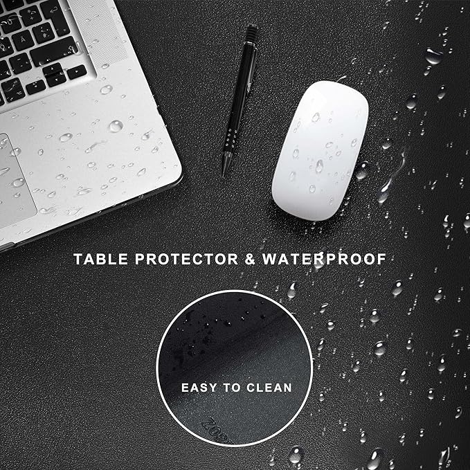 ZORESYN Office Desk Mat 78.7x39.4inch, Large Mouse pad Desktop Cover, Waterproof PU Leather Desk Blotter Protector with Non Slip Base for Home Office (Black)