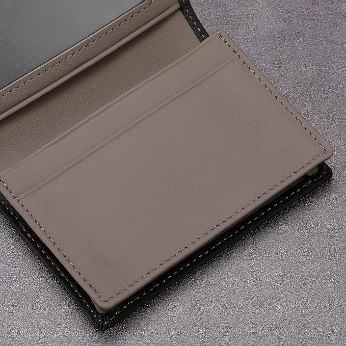 Leather Business Card Case Holder for Men & Women, Italian Calfskin