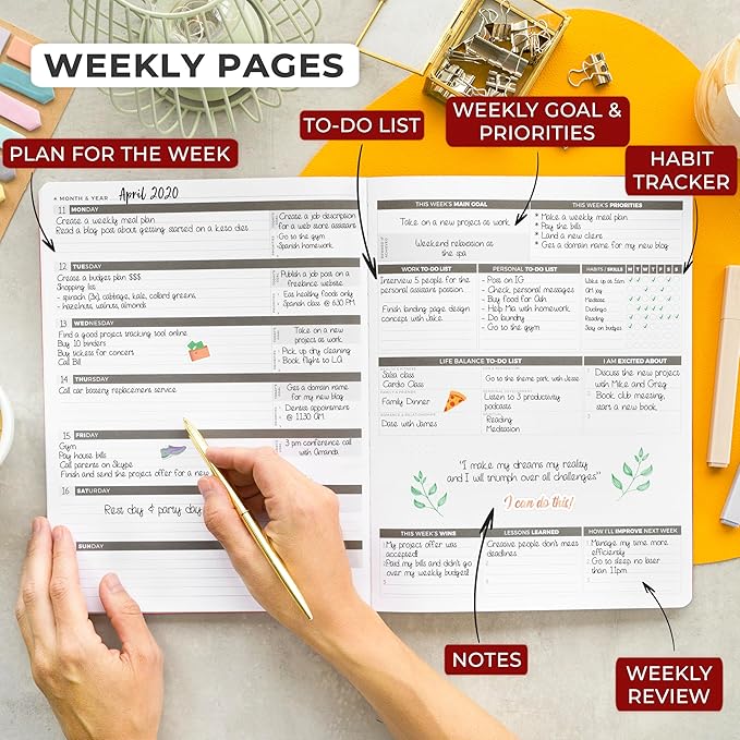 Clever Fox Planner PRO – Weekly & Monthly Life Planner to Increase Productivity, Time Management and Hit Your Goals, 8.5x11″ (Red)