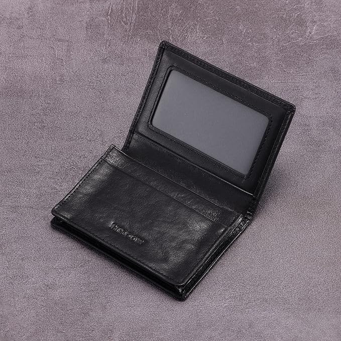 Leather Business Card Case Holder for Men & Women, Italian Calfskin