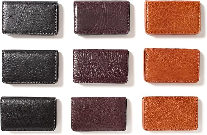Leatherology Premium Ebony Business Card Case, Magnetic Closure ID Holder, Full Grain Leather