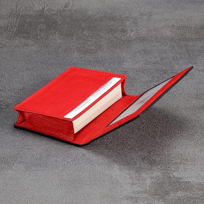 Leather Business Card Case Holder for Men & Women, Italian Calfskin