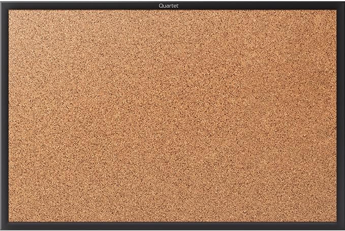 Quartet Cork Board, Bulletin Board, 4' x 3' Corkboard, Black Frame (2304B)