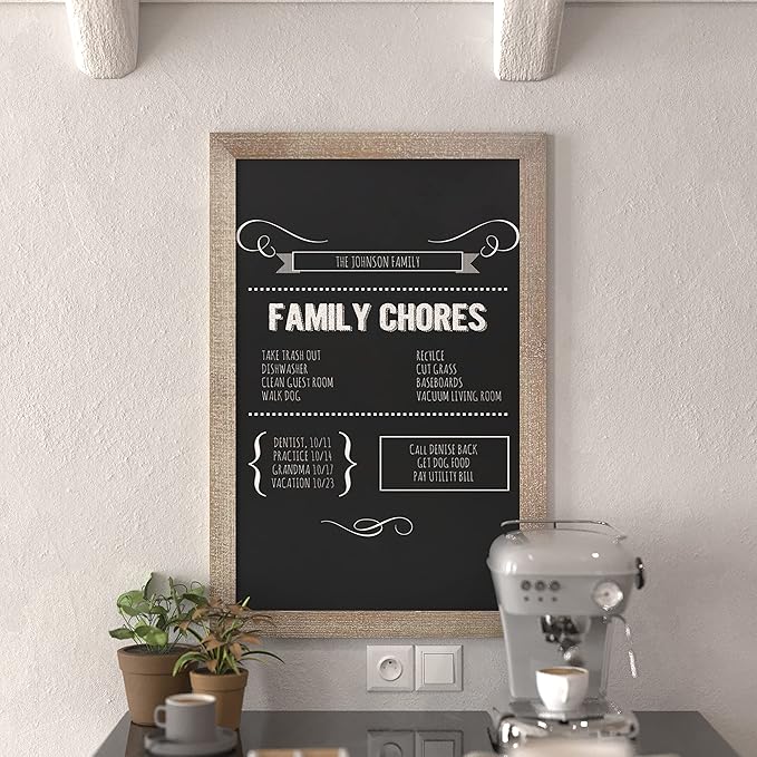 HBCY Creations 20" X 30" Weathered Lightwash Solid Wood Frame Wall Chalkboard, Magnetic Surface, Home Décor, Restaurant & Café Menus, Blackboard, Includes Chalk, Eraser & Hanging Hardware