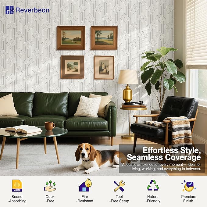 Reverbeon 6 PCS Acoustic Panels, 23.6x23.6 Inch Sound Absorbing Panels, Decorative Acoustic Wall Panels for Recording and Home Studio, Office with Double-Sided Adhesive Tape