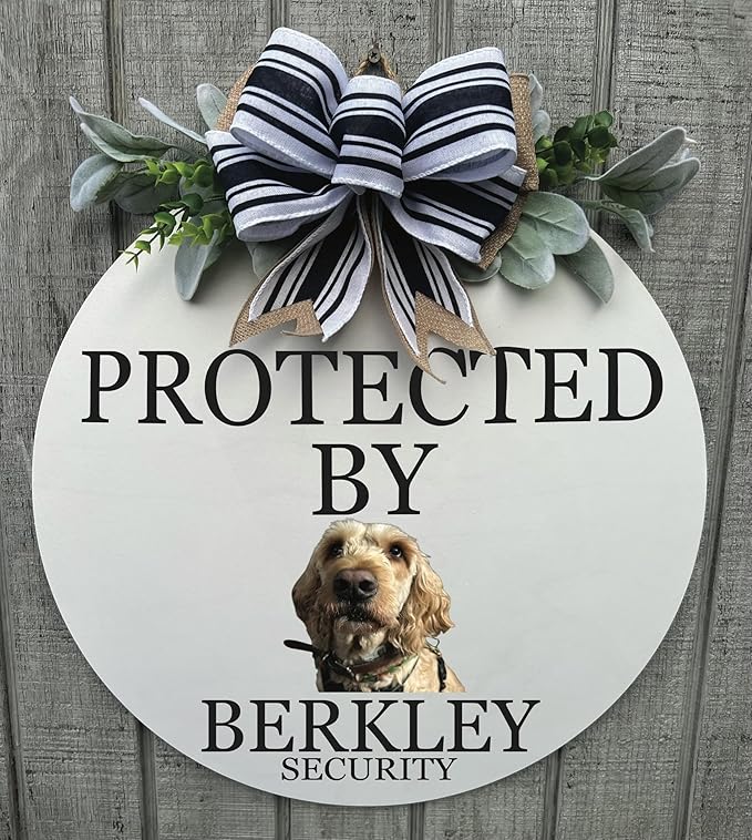 Wood front door sign Wood sign Home decor Welcome sign Sign for front door House warming gift Wedding gift (Dog photo, 18" Width)
