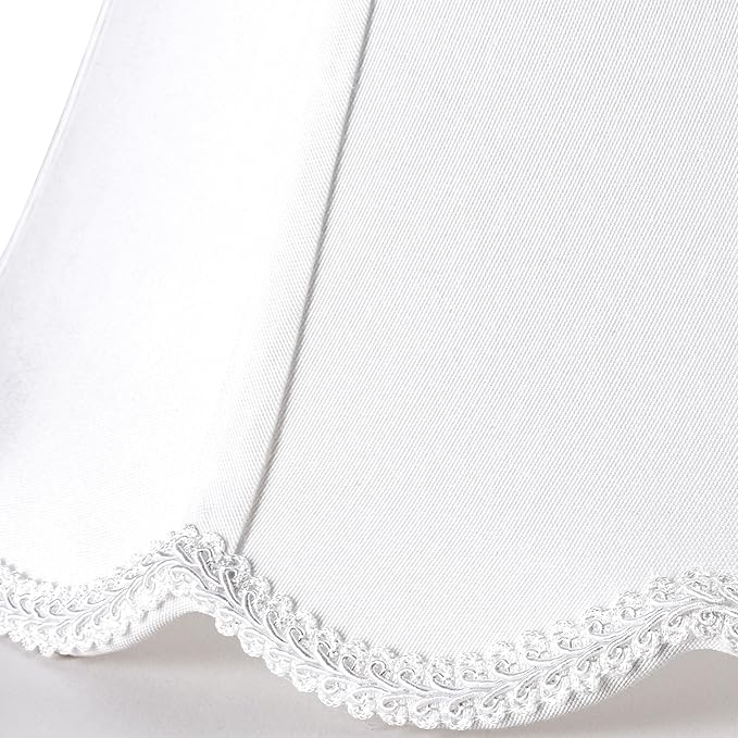 GOSO Bell Lamp Shades Set of 2 Medium Off White, Scalloped Lamp Shade for Table Lamp,Floor Lamps Replacement Braids with Petal Edges, 6×13×9.8 Inch Spider Easy Assembly Modern Art Decor for Bedroom