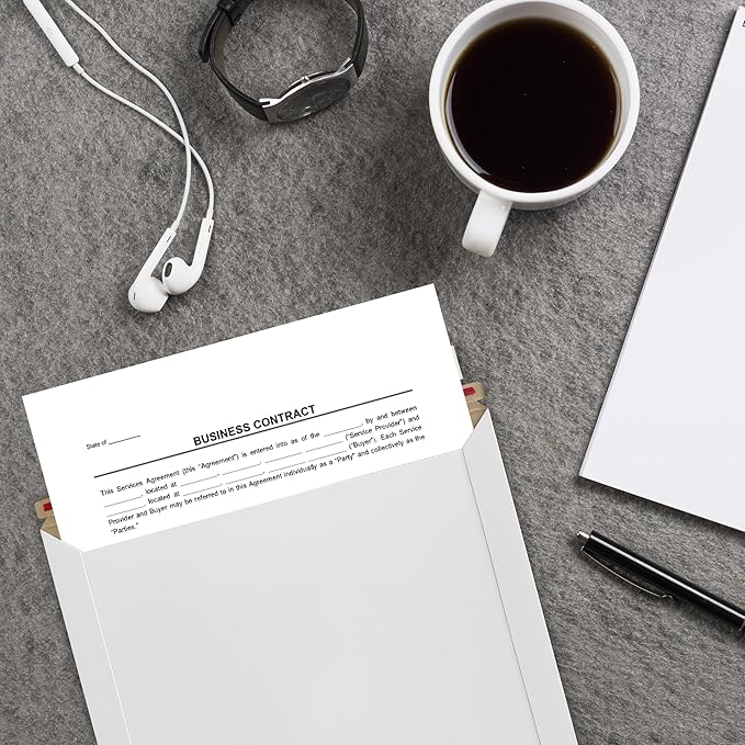 Rigid Mailers 9.25 x 11.75 Inch – 100 Pack White Self Seal Stay Flat Cardboard Envelopes – No Bend Mailing Envelopes for Photos, Documents, Certificates, Books, Magazines & Art Prints