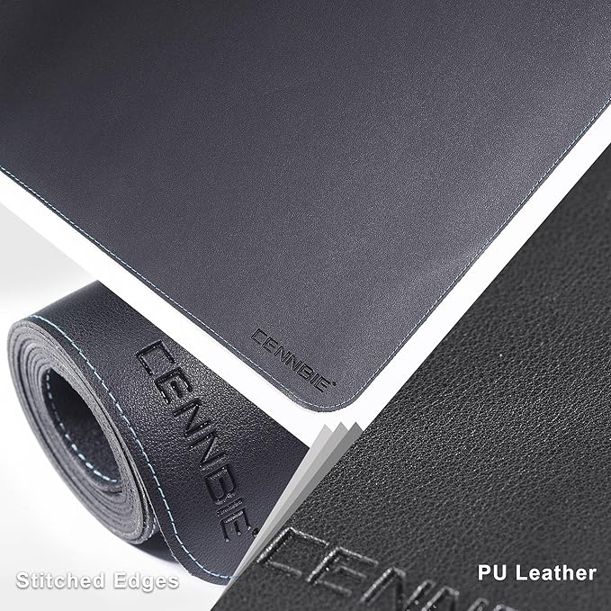 CENNBIE Leather Desk Mat Protector, 74.8" x 16" Extra Large Leather Office Desk Pad Mat for Full Desk, Computer Desk Mat on top of desks - Oversized Large Mouse Pad (Black)