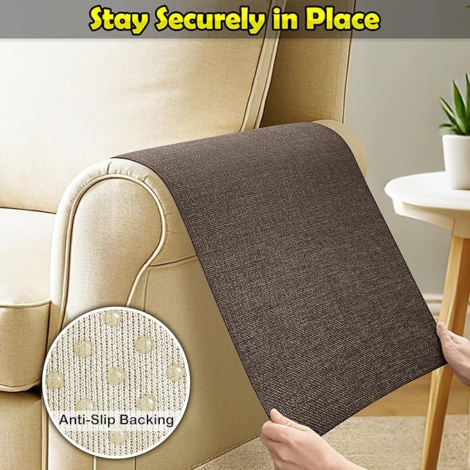 Couch Arm Covers, Waterproof Armrest Cover for Sofa, Armchair, Loveseat, Non-Slip Recliner Arm Cover, Sofa Arm Covers, Headrest Covers, Arm Chair Covers Set of 2 (Brown, 28"×24")