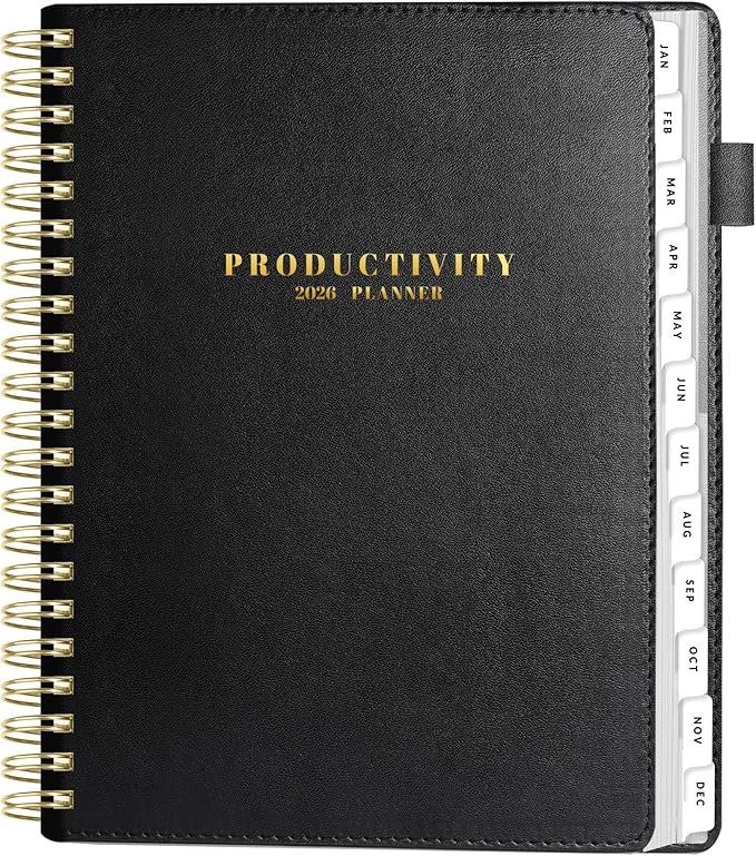 SUNEE 2026 Planner 8.5" x 11" – Dated Productivity Planner for Time Management - Daily,Weekly & Monthly Planner to Achieve Goals - Planner 2026 dated from January 2026 – December 2026,Black