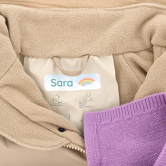 Large Name Labels for Kids (33) - Custom Stickers for Daycare and School Supplies - Durable, Waterproof Stickers for Water Bottles, Lunch Boxes, and More with Unique Designs - Rainbow