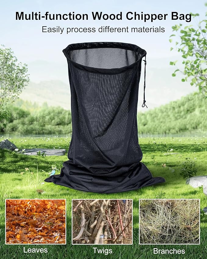 WAUGODD Wood Chipper Shredder Bag - Extra Large 24" x 48" Leaf Mulcher Shredder Collection Bag for Troy Bilt Wood Slicer Splitter Chipper Lawn Machine Universal Parts