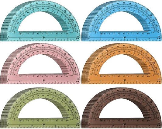 Sayglossy 36 Pcs of Colorful Plastic Protractors 180 Degrees 6 Inches Mathematical Protractor Translucent Geometric for Learn Office Measurement Drawing