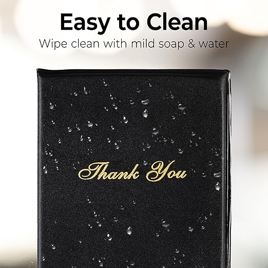 Gold Lion Gear Check Presenters for Restaurants Bulk 40 Pack - 5.5 x 10 Inch Double Side Check Presenter with Gold Thank You Imprint - Receipt Holder for Organized Payments - Black