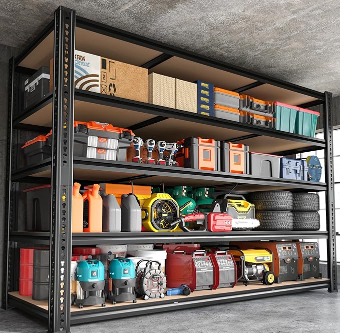 ROOMFAVE 3500LBS Garage Shelving 60" W Metal Shelving 72" H Storage Shelves Heavy Duty 5 Tier Adjustable Shelving Unit for Storage Rack Pantry Shelf Commercial,60" W x 24" D x 72" H,2PC