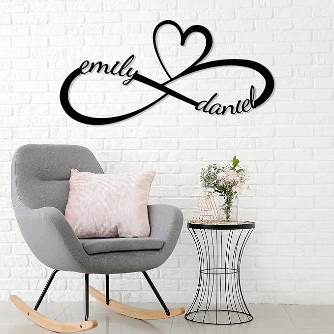 Personalized Valentines Day Metal Wall Sign, Custom Infinity Heart Love Couple Name Sign, Valentine Day Couple Gift, Metal Engagement Sign, Wedding Gift For Husband and Wife, Home Decoration