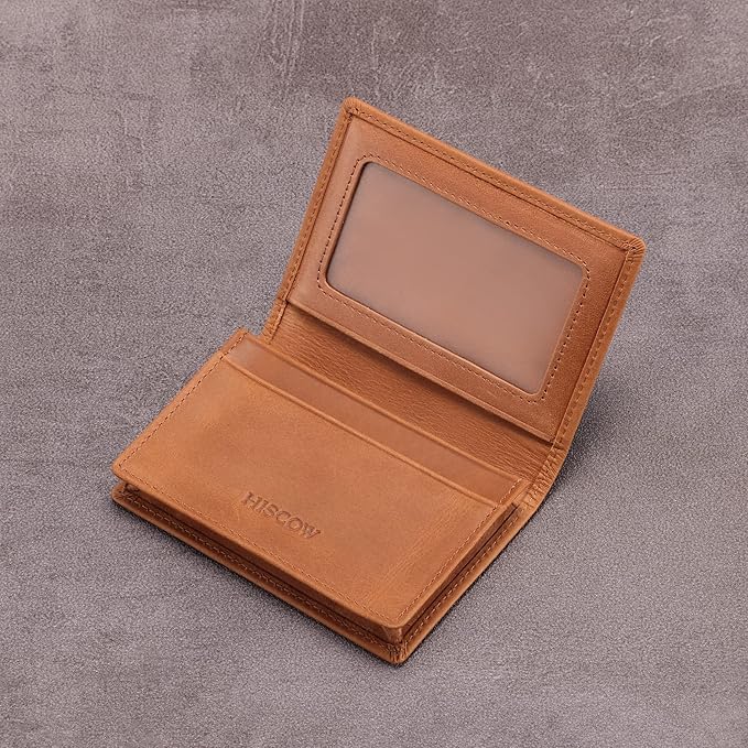 Leather Business Card Case Holder for Men & Women, Italian Calfskin