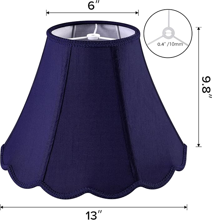 GOSO Set of 1 Leaf Scalloped Lamp Shade Blue, 6×13×9.8 Inch Spider Lamp Shade for Table Lamp,Floor Lamps Replacement Braids with Petal Edges,Easy Assembly Art Decor Bell Shades for Bedroom