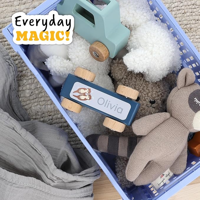 Large Name Labels for Kids (33) - Custom Stickers for Daycare and School Supplies - Durable, Waterproof Stickers for Water Bottles, Lunch Boxes, and More with Unique Designs - Otter