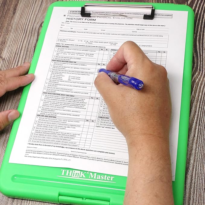 Think2Master [3 Pack] Green Plastic Storage Clipboard. | 25% Heavier & Sturdier| Heavy Duty and Won’t Flex Like Other Brands (Compare The Weight). Storage Compartment Holds 150 Letter Sized Paper.