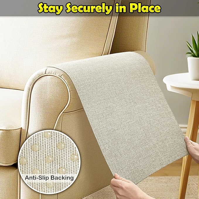 Couch Arm Covers, Waterproof Armrest Cover for Sofa, Armchair, Loveseat, Non-Slip Recliner Arm Cover, Sofa Arm Covers, Headrest Covers, Arm Chair Covers Set of 2 (Beige, 24"×20")