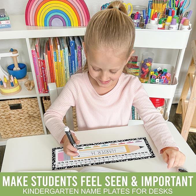 Desk Name Tags for Classroom – 36 Student Name Plates for Classroom Kindergarten, Preschool, 1st, 2nd & 3rd Grade, 14.5 x 4in Teacher Nameplates for Student Desks, Colorful Nametags