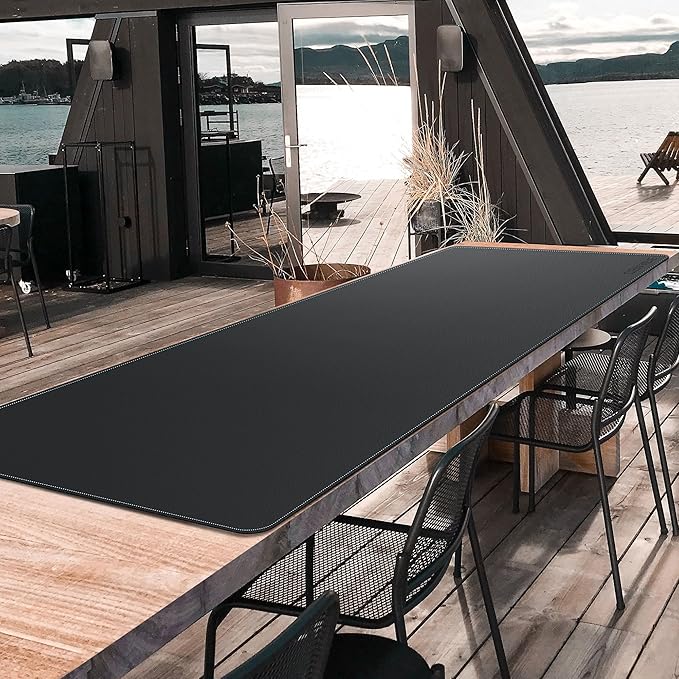 CENNBIE Leather Desk Mat Protector, XXL 74.8" x 23.6" Extra Large Leather Office Desk Pad Mat for Full Desk, Computer Desk Mat on top of desks - Oversized Large Mouse Pad (Black)