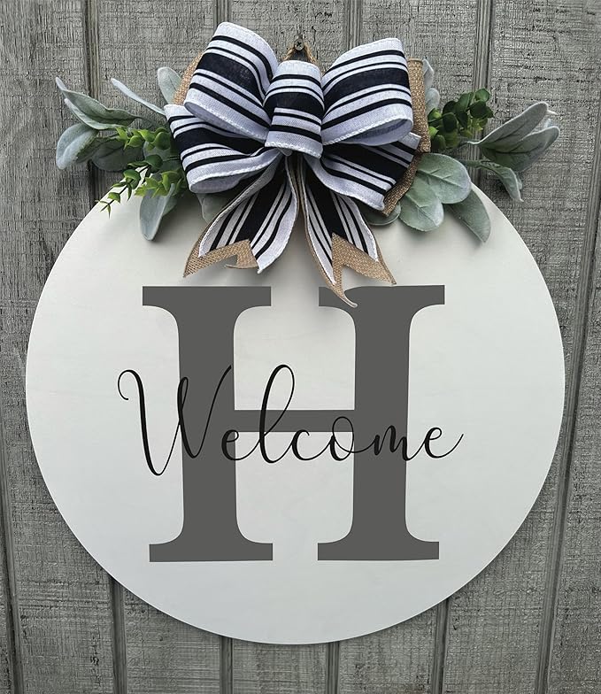 Wood front door sign Wood sign Home decor Welcome sign Sign for front door House warming gift Wedding gift (Personalized Welcome, 15" Width)