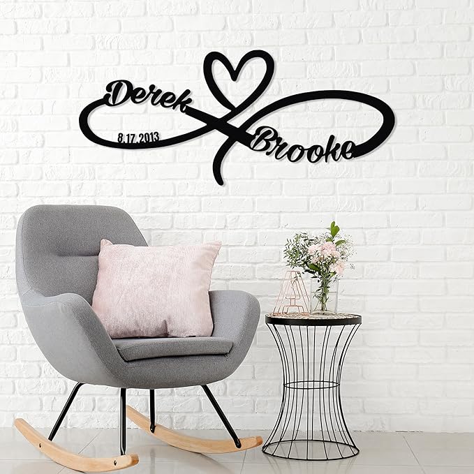 Personalized Valentines Metal Wall Sign, Custom Infinity Heart Love Couple Name Sign, Valentine's Wedding Gifts for Couples, Metal Engagement Sign, Home Decoration, Gift for Anniversary
