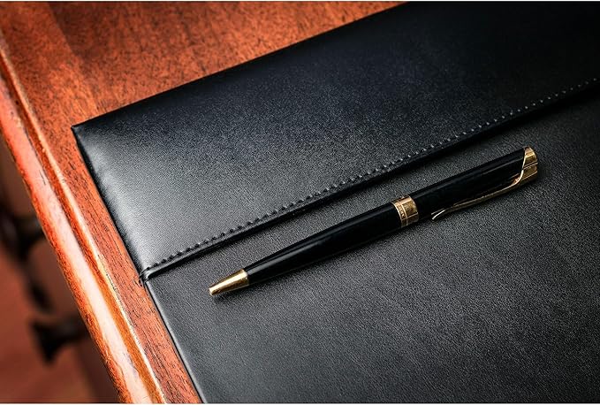 Dacasso Black 30" x 18" Desk Pad/Desk Mat/Desk Protector, Bonded Leather, 30.00 x 18.00 x 0.50 (PR-1403)