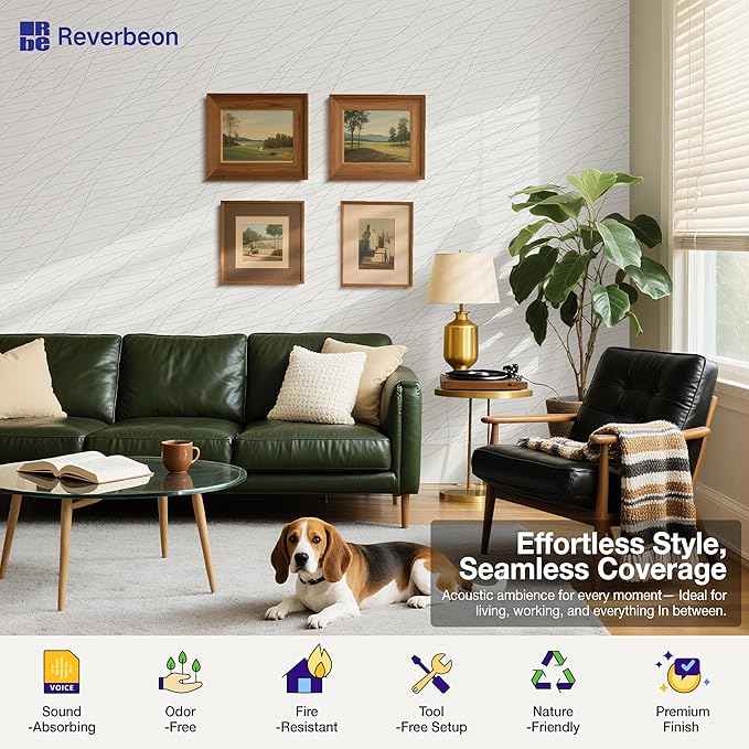 Reverbeon 6 PCS Acoustic Panels, 23.6x23.6 Inch Sound Absorbing Panels, Decorative Acoustic Wall Panels for Recording and Home Studio, Office with Double-Sided Adhesive Tape