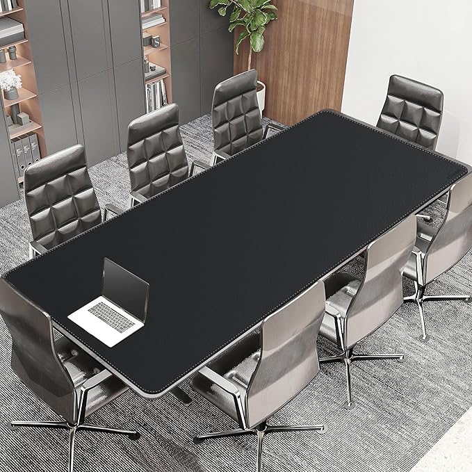 CENNBIE MAX240 94.5" x 39.4" Leather Desk Mat Protector, Extra Large Leather Desk Pad for Full Desk - XXL Super Large Mouse Pad (Black)