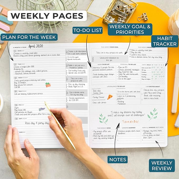 Clever Fox Planner PRO Light – Weekly & Monthly Life Planner to Increase Productivity, Time Management and Hit Your Goals, 8.5x11″ (Aquamarine)