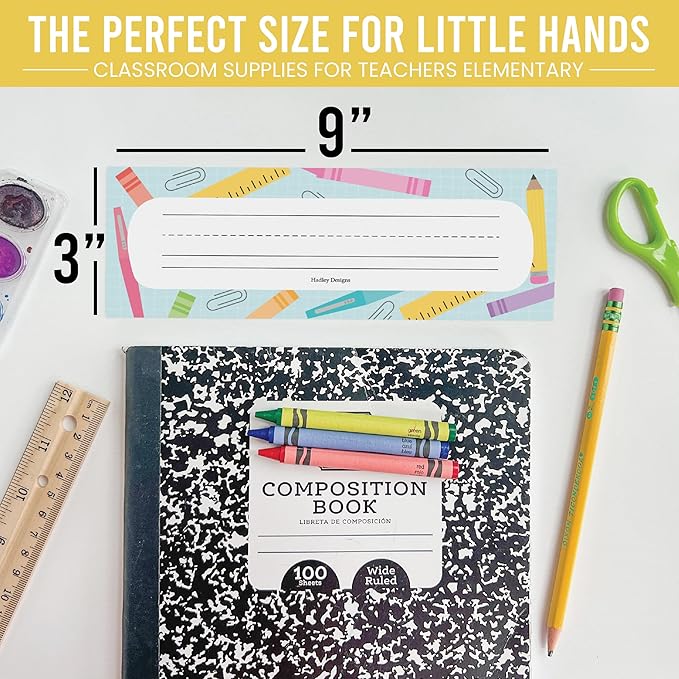Desk Name Tags for Classroom -25 Student Name Plates for Classroom Kindergarten, Preschool, 1st, 2nd & 3rd Grade, 9x3 Teacher Nameplates for Student Desks & Cubbies, Pastel Nametags
