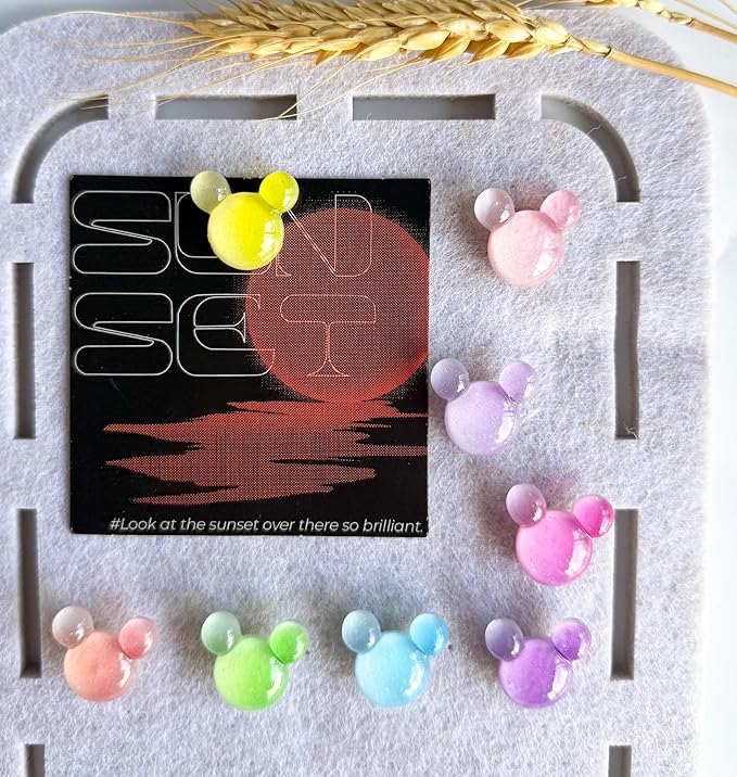 24 Pcs Thumb Tacks,Cute Push Pins,Colorful Decorative Pins,Mouse Tacks,for Bulletin Board,Cork Board,Class Decor Office or Home (24 Pcs - Gradient)