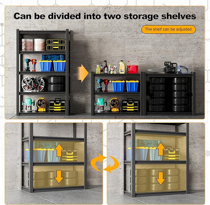 Storage Shelves with Pegboard,59"W 24"D Heavy Duty Garage Shelving Units and Storage,Metal Shelving Adjustable Shelves,Garage Storage Rack,Industrial Utility Shelf Organization For Kitchen,Pantry