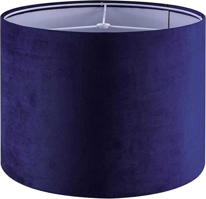 Dark Blue Velvet Drum Lamp Shade Modern Lampshade 13``Top×13``Bottom×10``High(Spider) Medium Lamp Shade for Table & Bedside Lamp Replacement Lampshades in Hand Crafted - By GO&SO